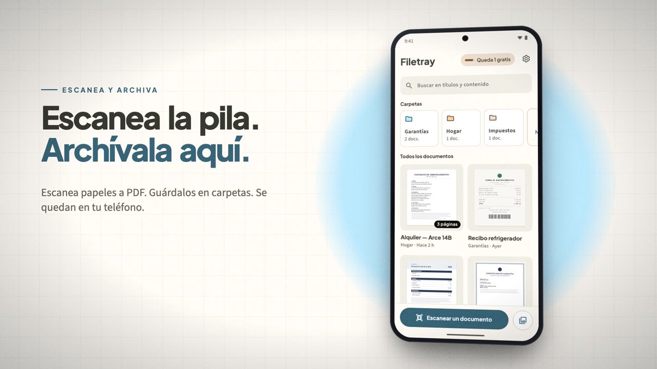Fotograma del video de Filetray: Escanea la pila. Archívala aquí.