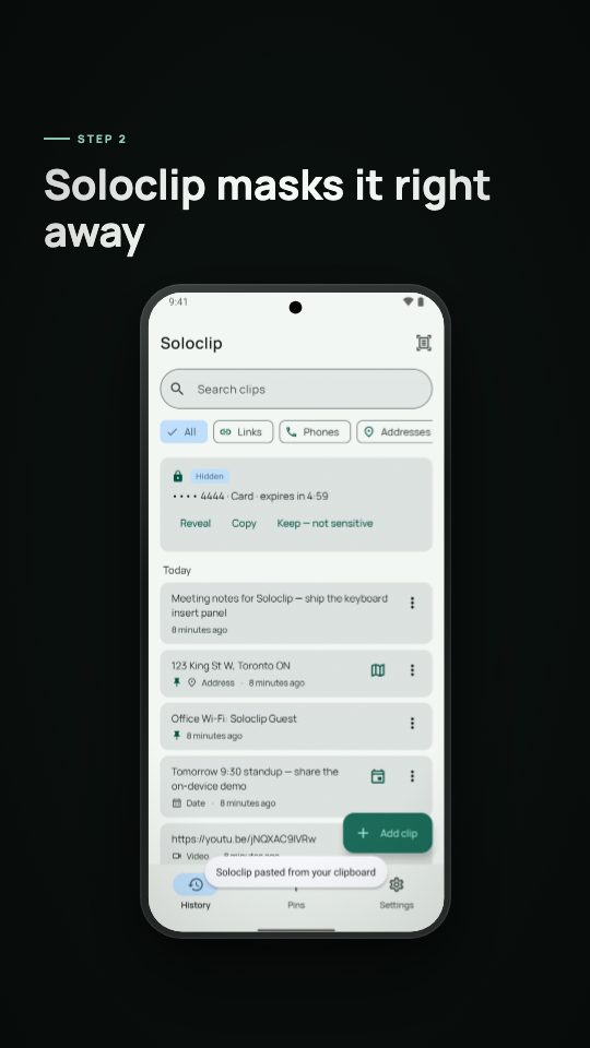 Frame from the video showing a copied code masked as Hidden in Soloclip